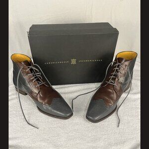 Undandy Men’s Ankle Boots Size‎ 45 Multicolor Brown & Grey Leather Dress Shoes